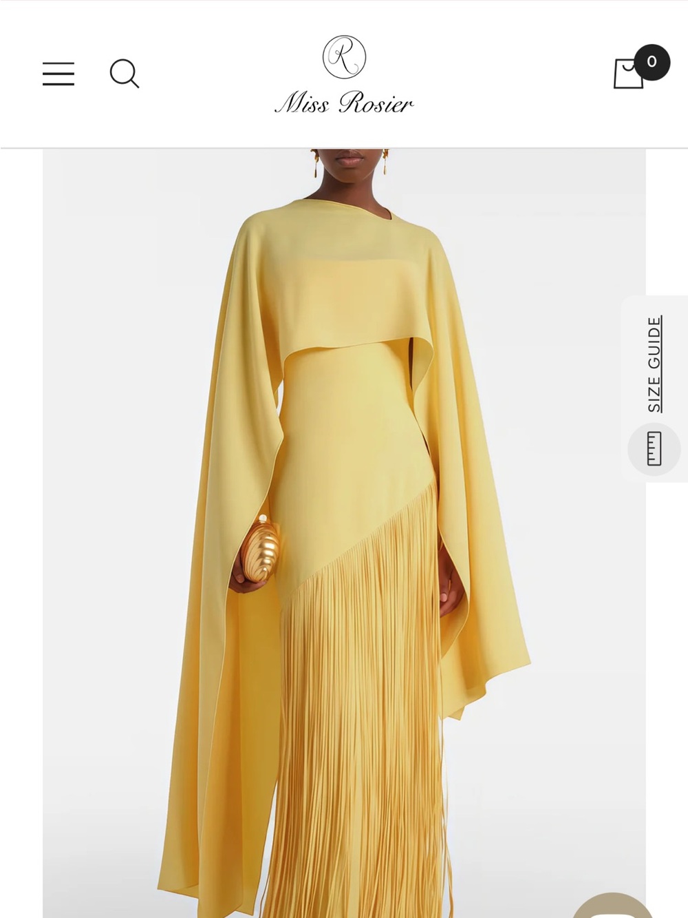 Miss Rosier Yellow Fringe Cape Maxi Dress